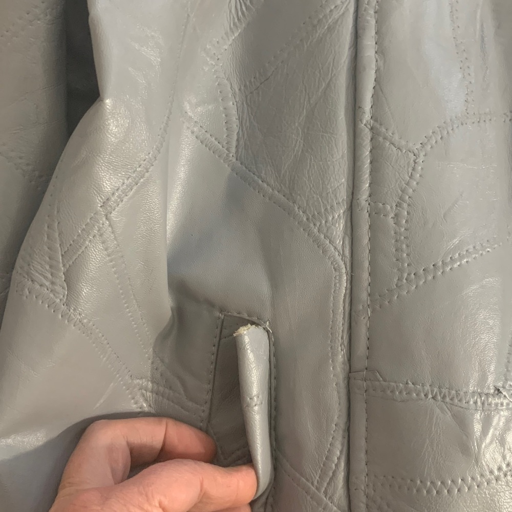 Leather Gray Jacket - image 2